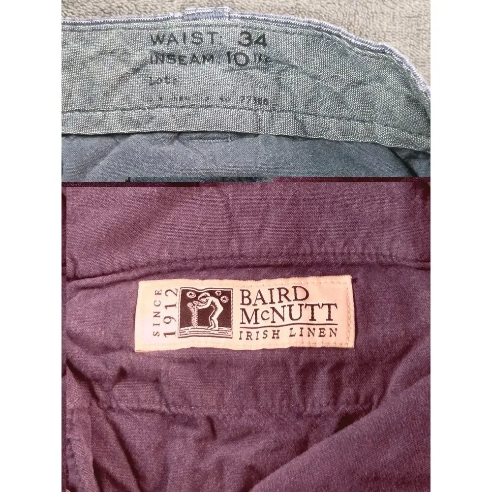 J.Crew Stanton Shorts Mens Sz 34 Blue Cotton Linen Baird McNutt Chino Casual C36